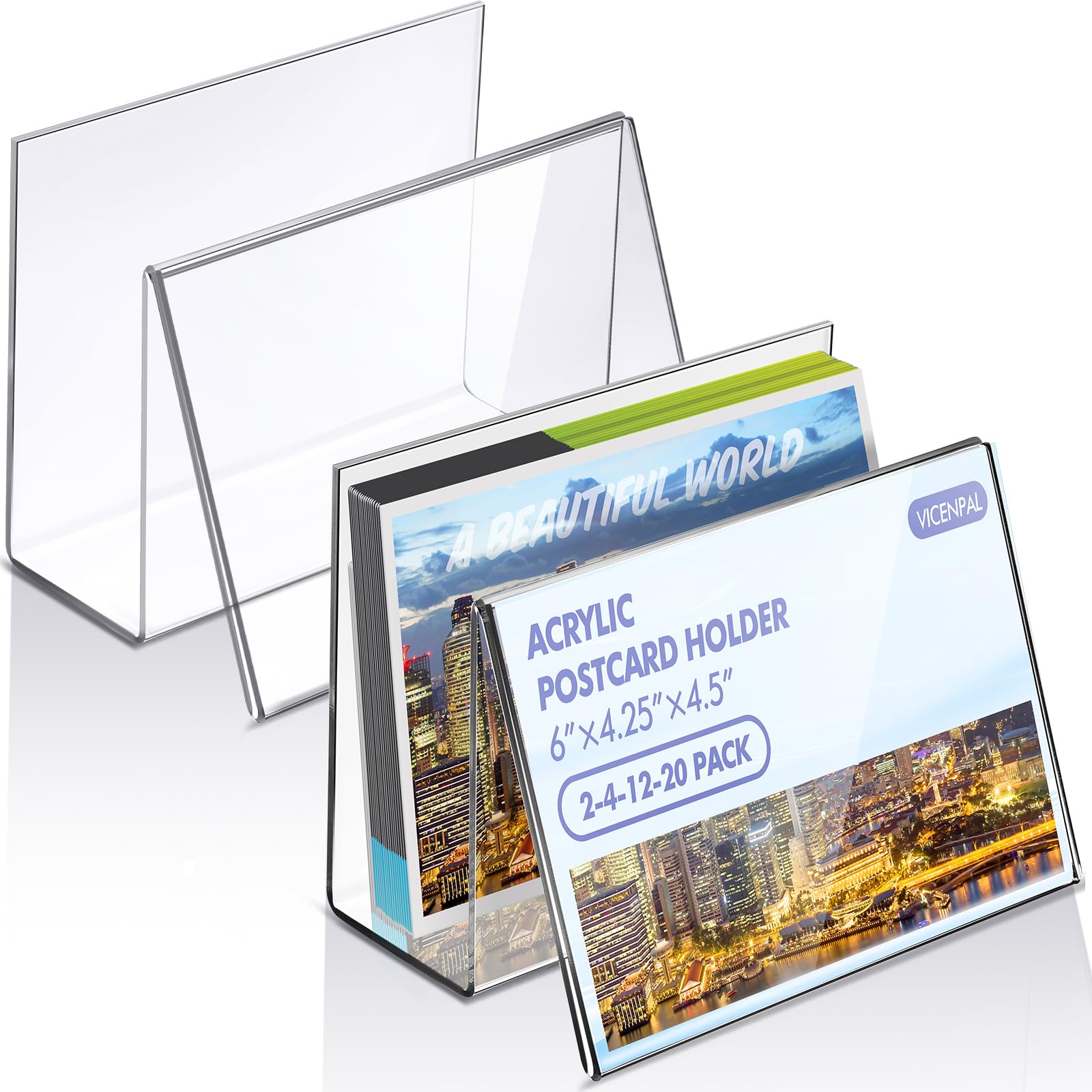 Amazon.com: Vicenpal 2 Pcs Clear Acrylic Postcard Holder Business